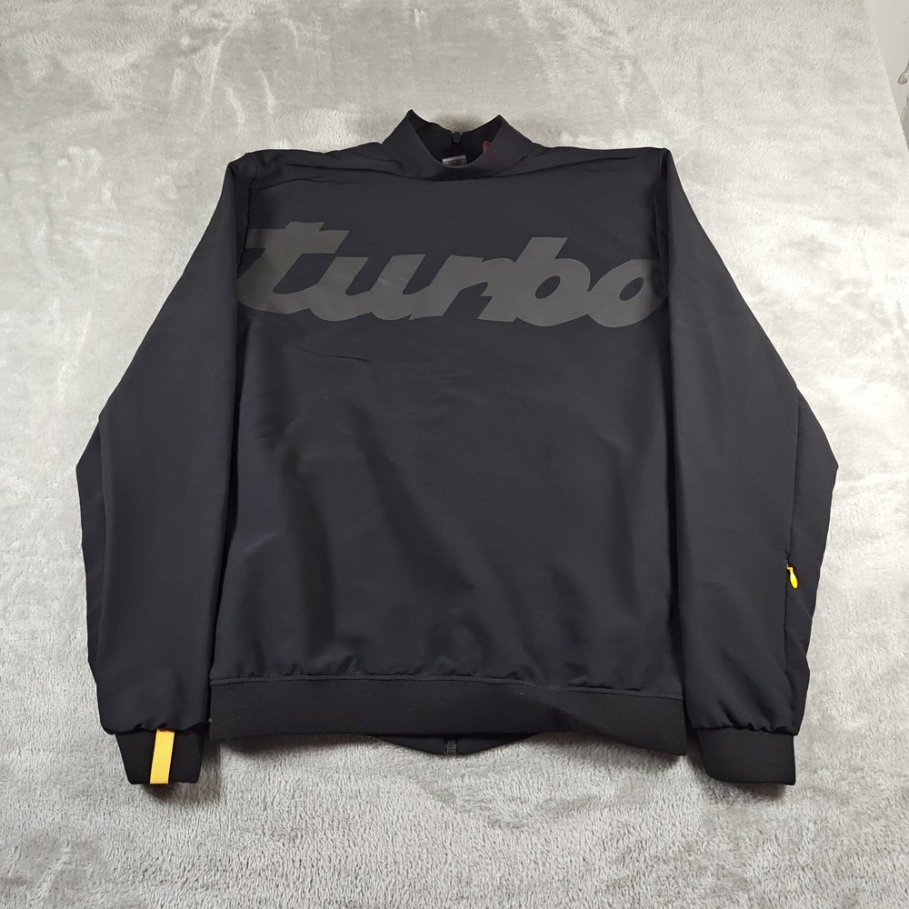 Porsche Turbo Jacket Mens Medium Black Puma Full Zip Racing Motorsport Graphic